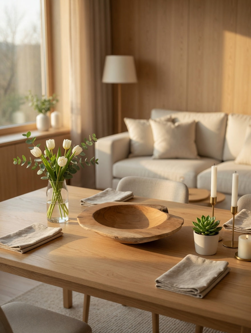 Organische Holzschale aus Teak – Natürliche Live-Edge Form