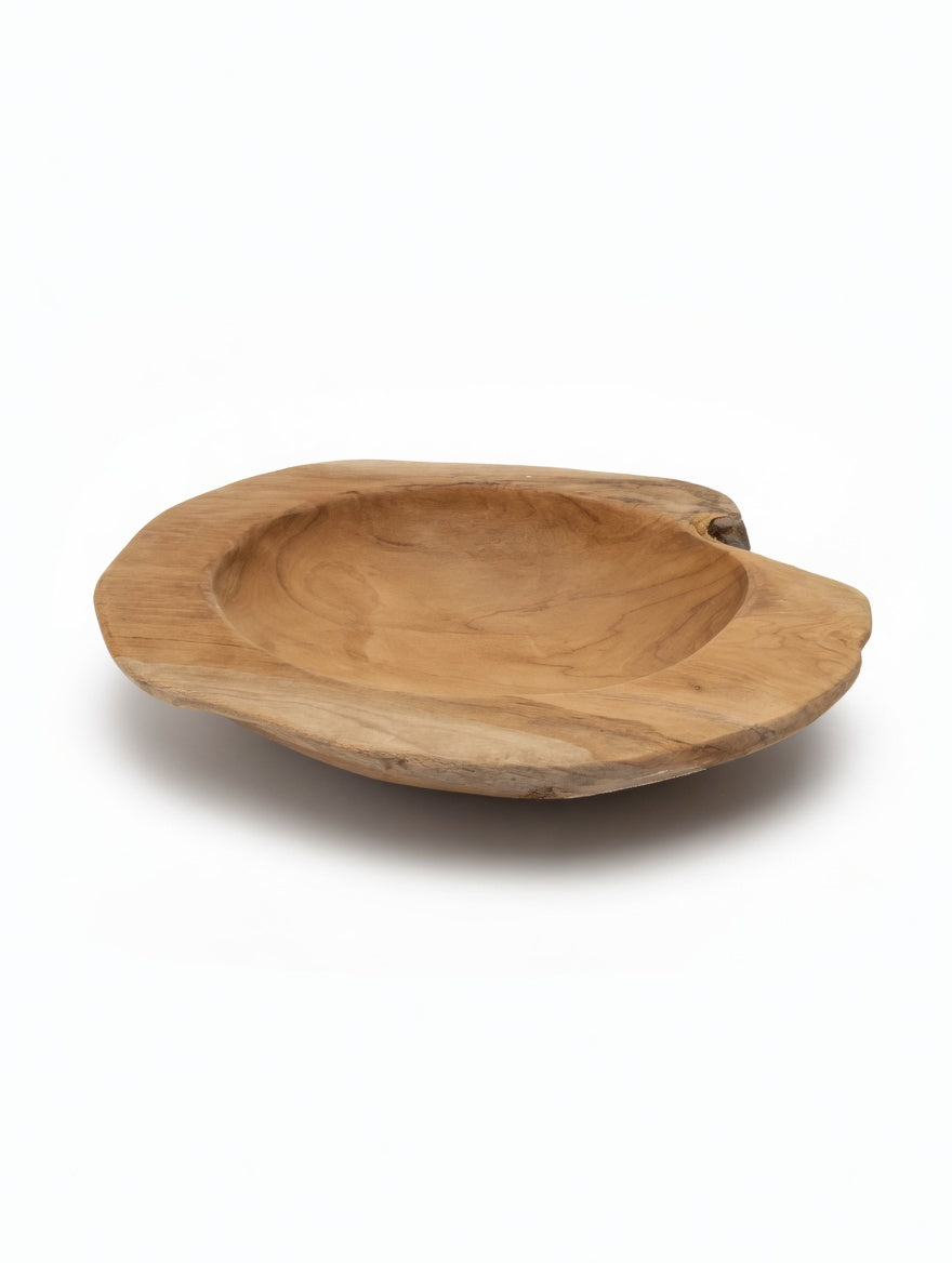 Organische Holzschale aus Teak – Natürliche Live-Edge Form