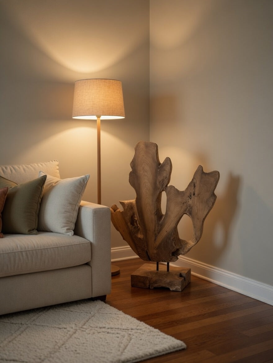Verwachsene Holzskulptur