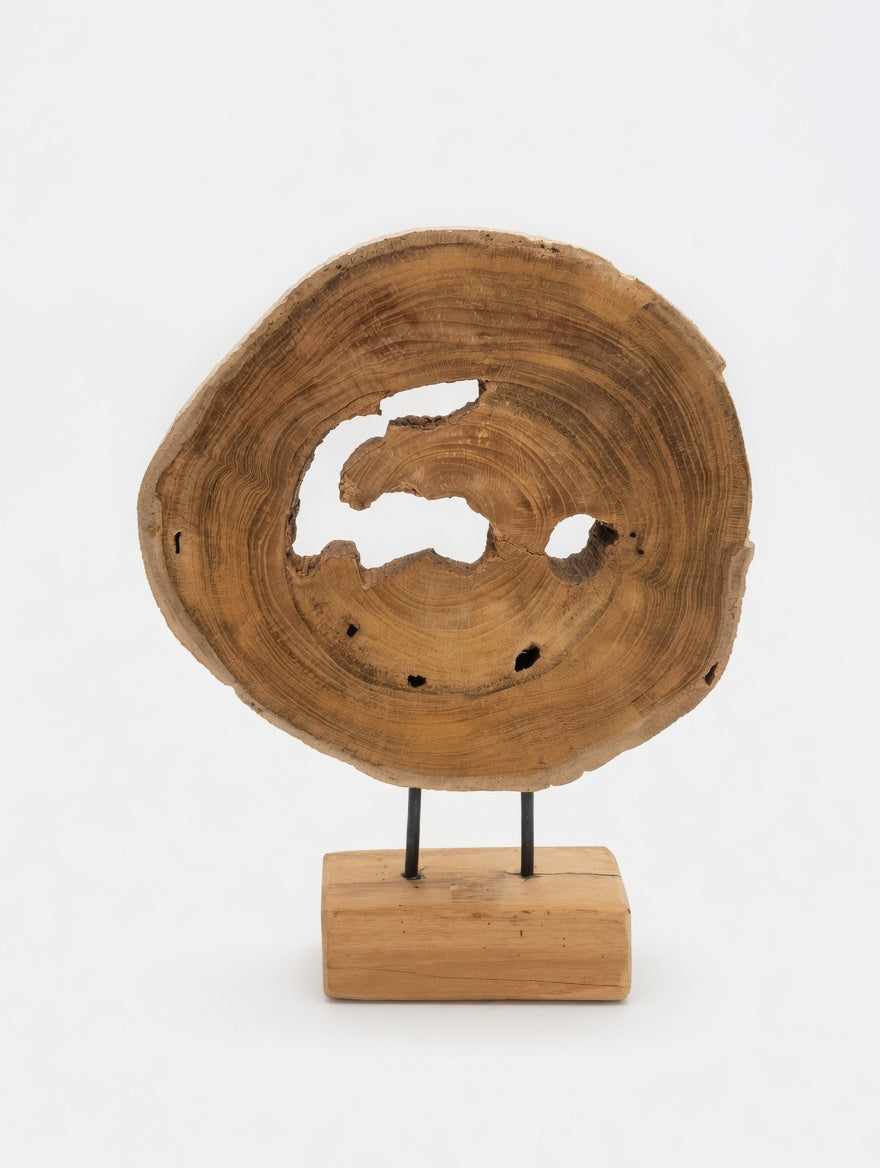 Organische Holz-Skulptur „Moon“ – Einzigartiges Unikat auf Sockel